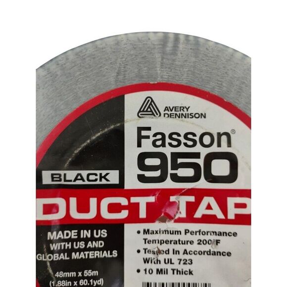 NEW AVERY DENNISON FASSON 950 Duct Tape Black (1.88 x 60.01 yd) Made in USA - Picture 4 of 10